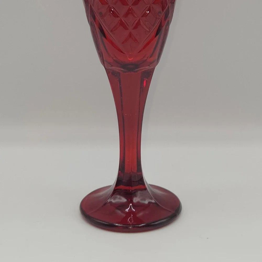 Dublin Set of 2 Ruby Red Crystal Flute 6oz For Champagne Prosecco Sparkling Wine